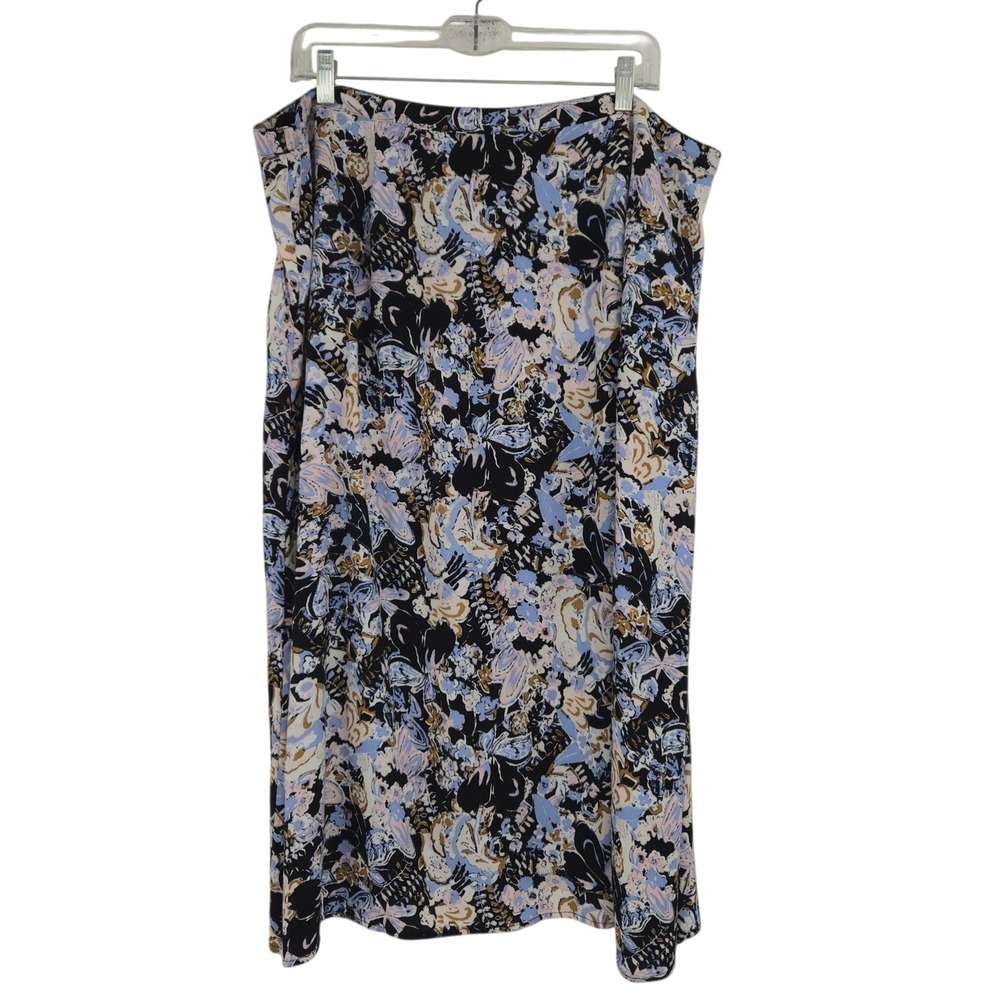 Treasure & Bond Midi Skirt Women‎ 1X Floral Button Front Pockets Casual Boho